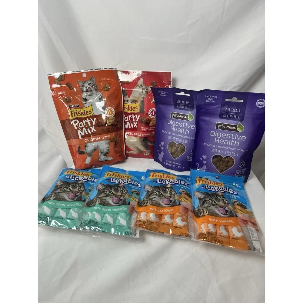 Cat Treats Variety Lot Friskies Party Mix Lil Lickables Get Naked New Sealed